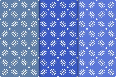 Mavi geometrik süsler. Web, Tekstil ve duvar kağıtları için dikey Dikişsiz desen seti