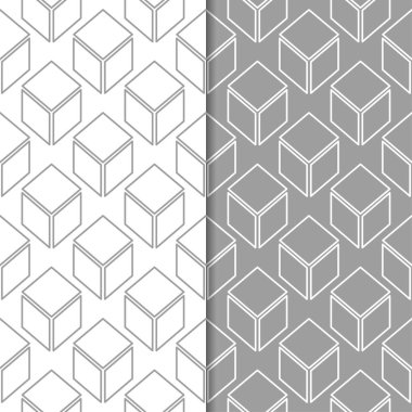 Gri ve beyaz geometrik süsler. Web, Tekstil ve duvar kağıtları için dikişsiz desen seti