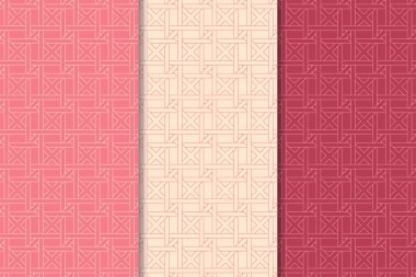 Web, Tekstil ve duvar kağıtları için dikey Dikişsiz desen kiraz kırmızı geometrik dizi