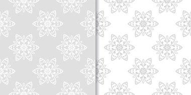 Çiçek arka ışık gri kümesi. Tekstil ve duvar kağıtları için dikişsiz desen