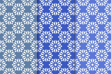 Mavi çiçekli süsler. Dikey Dikişsiz desen seti. Duvar kağıdı arka plan