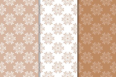 Kahverengi çiçek arka planlar. Tekstil ve duvar kağıtları için dikişsiz desen seti