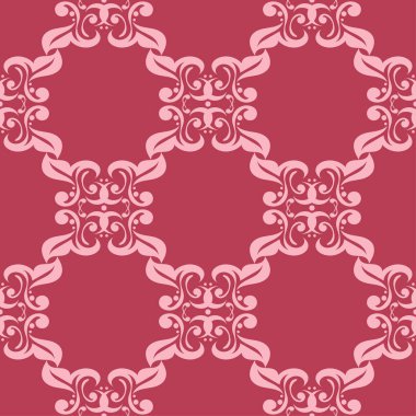 Kırmızı zemin üzerine çiçek süsleme. Tekstil ve duvar kağıtları için seamless modeli