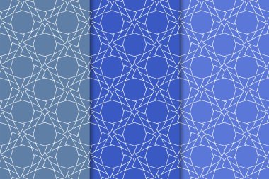 Web, Tekstil ve duvar kağıtları için dikey Dikişsiz desen mavi geometrik dizi