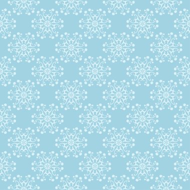 Mavi zemin üzerine beyaz çiçek desenli. Tekstil ve duvar kağıtları için sorunsuz süsleme