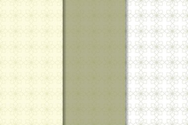 Zeytin yeşili ve web, Tekstil ve duvar kağıtları için geometrik Dikişsiz desen beyaz set