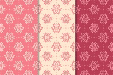 Kırmızı çiçekli süsler kümesi. Kiraz pembe dikey Dikişsiz desen. Duvar kağıdı arka plan