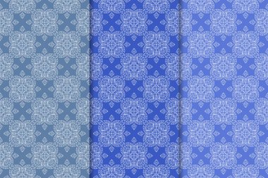 Web, Tekstil ve duvar kağıtları için dikey Dikişsiz desen mavi geometrik dizi