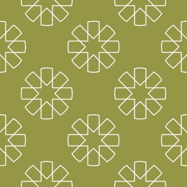 Zeytin yeşili ve beyaz geometrik yazdır. Web, Tekstil ve duvar kağıtları için seamless modeli