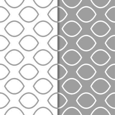 Gri ve beyaz geometrik süsler. Web, Tekstil ve duvar kağıtları için dikişsiz desen seti