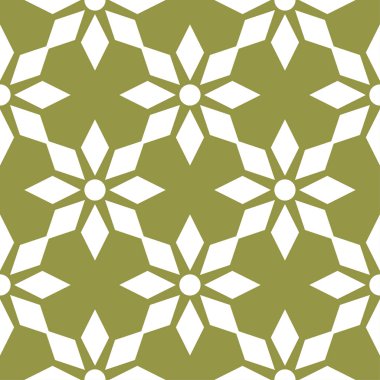 Zeytin yeşil zemin üzerine beyaz çiçek süsleme. Tekstil ve duvar kağıtları için seamless modeli