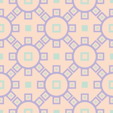 Geometrik tasarım ile Seamless modeli. Soluk pembe bir arka plan üzerinde öğeleri mor ve mavi. Kumaş ve duvar kağıtları için