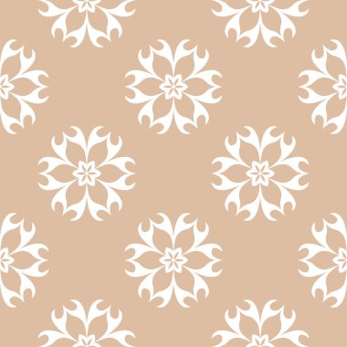 Bej ve beyaz çiçek süsleme. Tekstil ve duvar kağıtları için seamless modeli