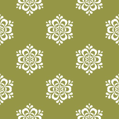 Zeytin yeşili çiçek süsleme. Tekstil ve duvar kağıtları için seamless modeli