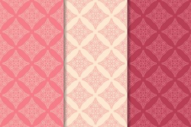 Geometrik süsler kümesi. Web, Tekstil ve duvar kağıtları için kiraz kırmızı Dikişsiz desen