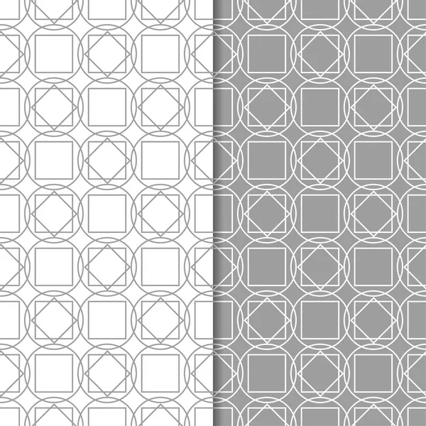 Ornements Géométriques Gris Blanc Ensemble Motifs Sans Couture Pour Toile — Image vectorielle