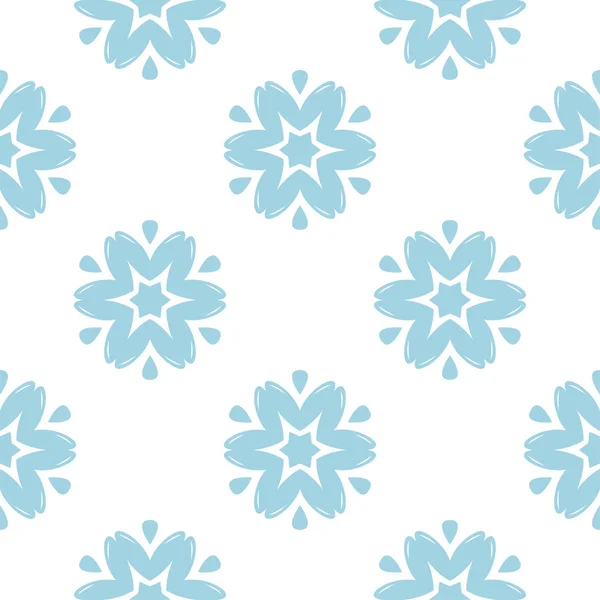 Ornamento Floreale Blu Sfondo Bianco Modello Senza Cuciture Tessuti Sfondi — Vettoriale Stock