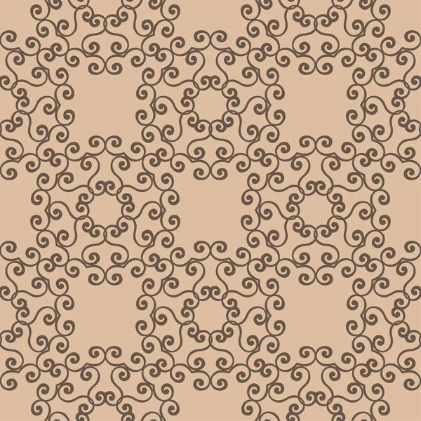 Donker Bruine Bloemen Ornament Beige Achtergrond Naadloze Patroon Voor Textiel — Stockvector