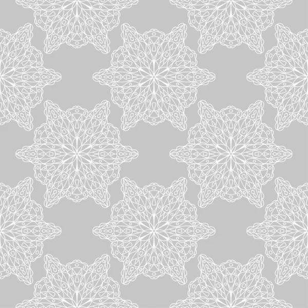 Adorno Floral Blanco Sobre Fondo Gris Patrón Sin Costuras Para — Vector de stock