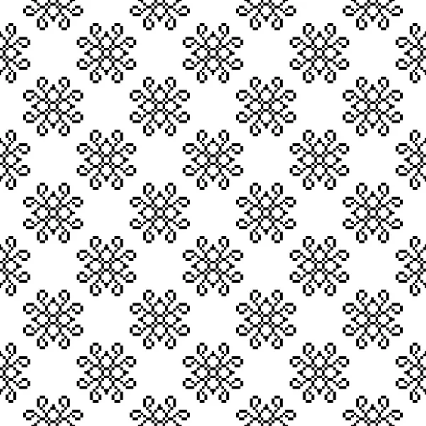 Schwarz Weißer Blumenschmuck Nahtloses Muster Für Textilien Und Tapeten — Stockvektor