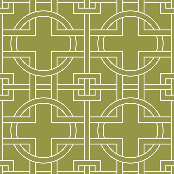 オリーブ グリーンの幾何学的な装飾 Web テキスタイルや壁紙のためのシームレスなパターン — ストックベクタ