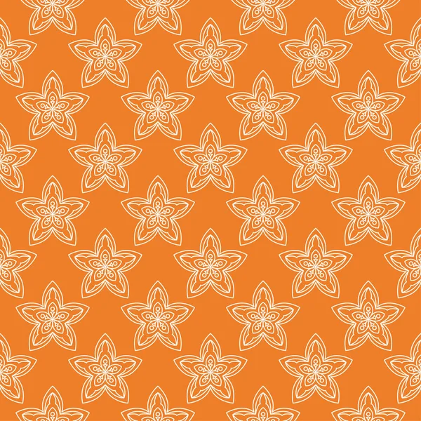 Adorno Floral Blanco Sobre Fondo Naranja Patrón Sin Costuras Para — Vector de stock