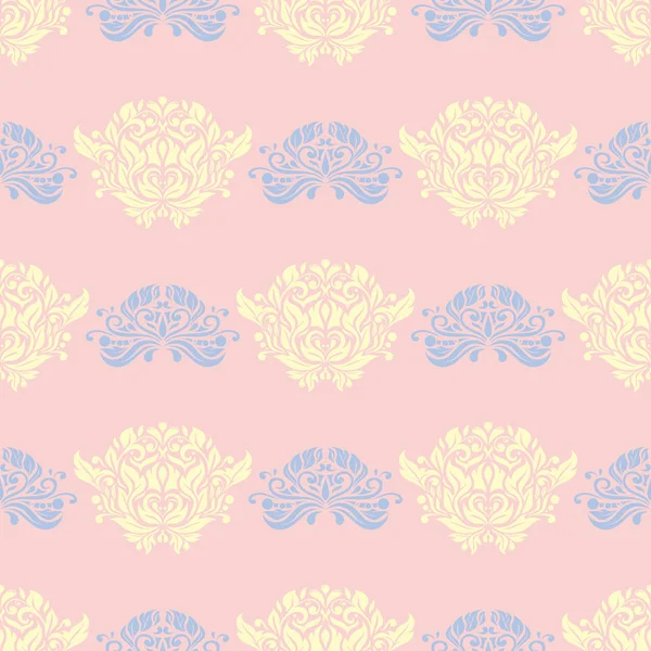Цветочный Бесшовный Фон Розовый Синий Желтый Цветочный Узор Обоев Текстиля — стоковый вектор