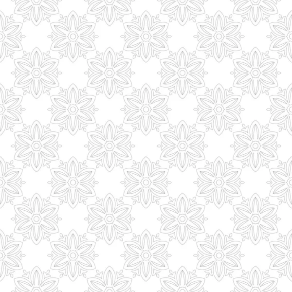 Işık Gri Çiçek Süs Tasarım Beyaz Tekstil Duvar Kağıtları Için — Stok Vektör