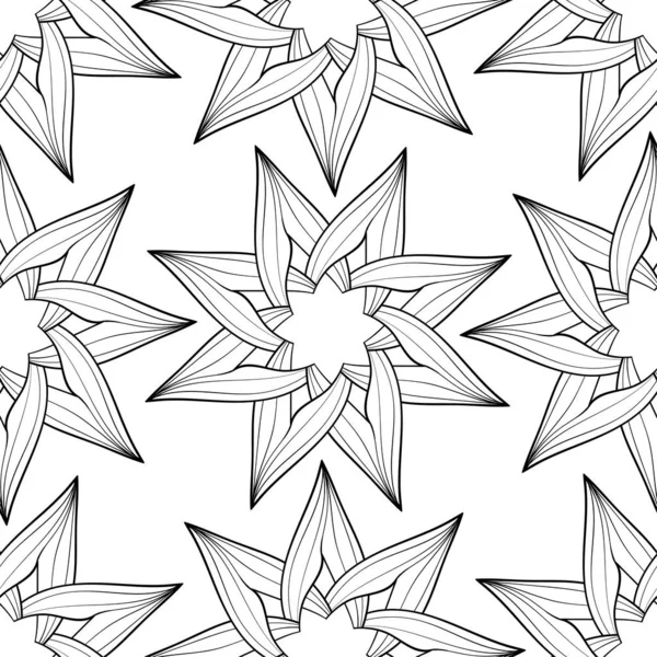 Schwarzer Blumenschmuck Auf Weißem Hintergrund Nahtloses Muster Für Textilien Und — Stockvektor
