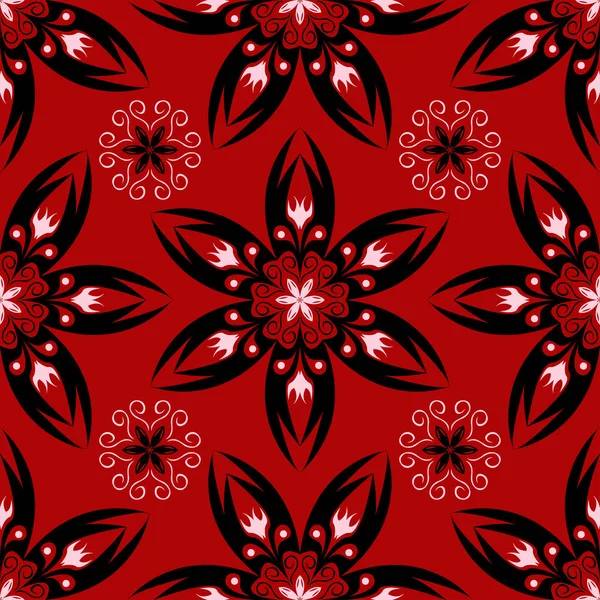 Fondo Sin Costuras Rojo Con Elementos Diseño Blanco Negro Patrón — Vector de stock
