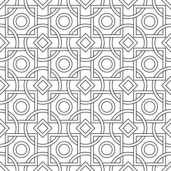 Beyaz arka planda siyah geometrik süsleme. Web, Tekstil ve duvar kağıtları için seamless modeli