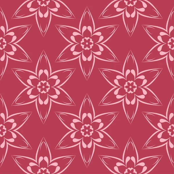 Ornamento Floral Sobre Fundo Vermelho Padrão Sem Costura Para Têxteis — Vetor de Stock
