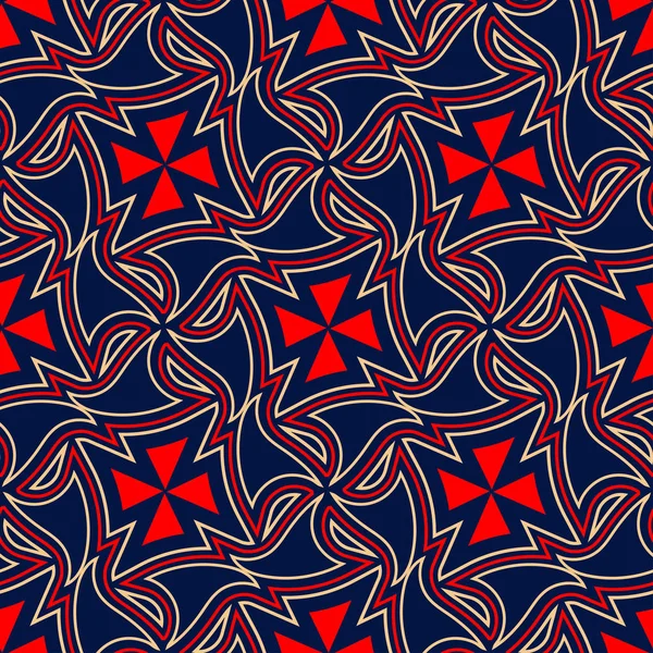 Fond Bleu Géométrique Sans Couture Motif Coloré Rouge Beige Pour — Image vectorielle