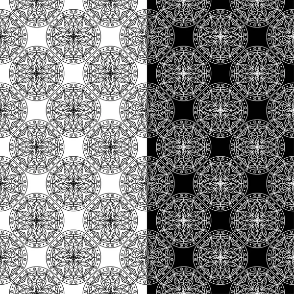 Ensemble Géométrique Noir Blanc Motifs Sans Couture Pour Toile Textile — Image vectorielle
