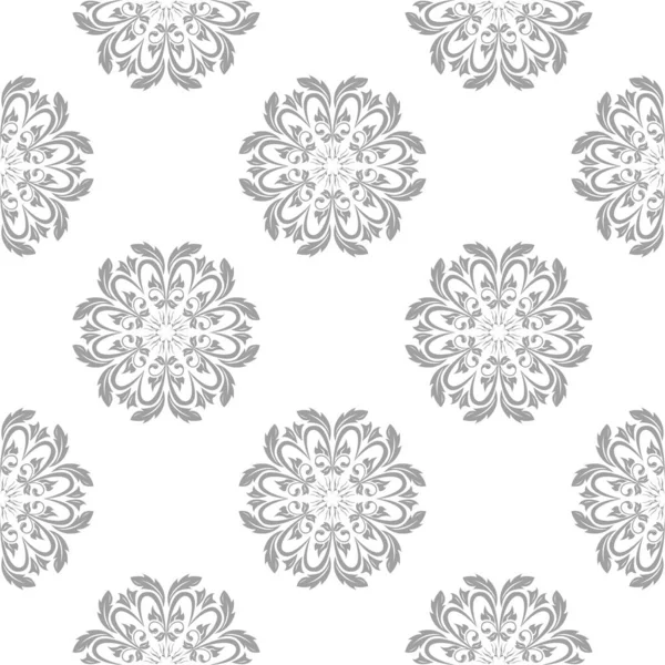 Weißer Und Grauer Blumenschmuck Nahtloses Muster Für Textilien Und Tapeten — Stockvektor