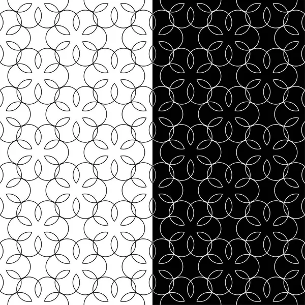Estampados Geométricos Blanco Negro Conjunto Patrones Sin Costura Para Tela — Archivo Imágenes Vectoriales