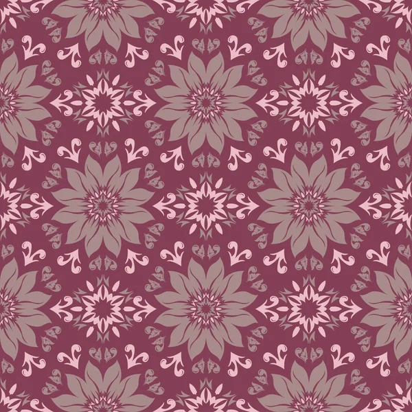 Padrão Sem Costura Floral Vermelho Roxo Fundo Com Elementos Design — Vetor de Stock