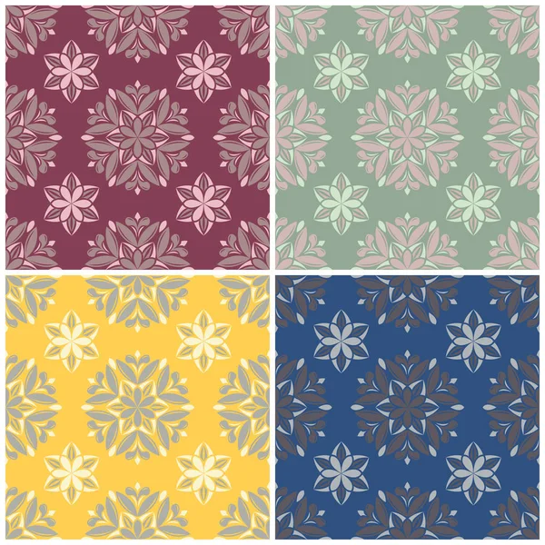 Çiçek desenleri sorunsuz. Renkli arka planlar ile tekstil ve duvar kağıtları için çiçek öğeleri kümesi