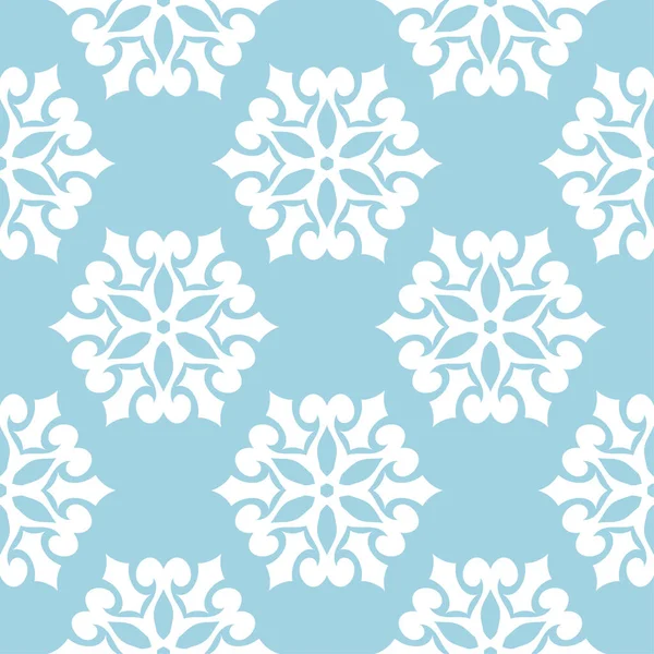 青の背景に白い花の飾り テキスタイルや壁紙のためのシームレスなパターン — ストックベクタ