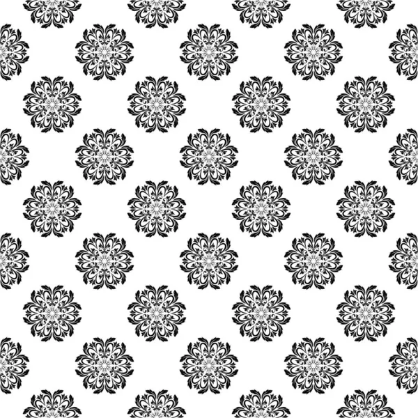 Zwart Wit Monochroom Bloemen Sieraad Naadloze Patroon Voor Textiel Wallpapers — Stockvector