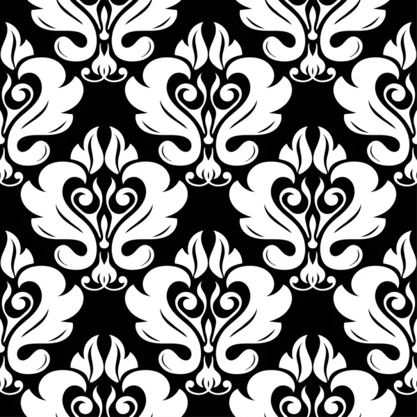 Zwart Wit Bloemen Sieraad Naadloze Patroon Voor Textiel Wallpapers — Stockvector