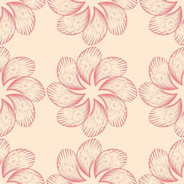 Red Floral Ornament Beige Background Seamless Pattern Textile Wallpapers — Stock Vector