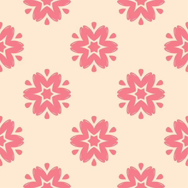 Red Floral Ornament Beige Background Seamless Pattern Textile Wallpapers — Stock Vector