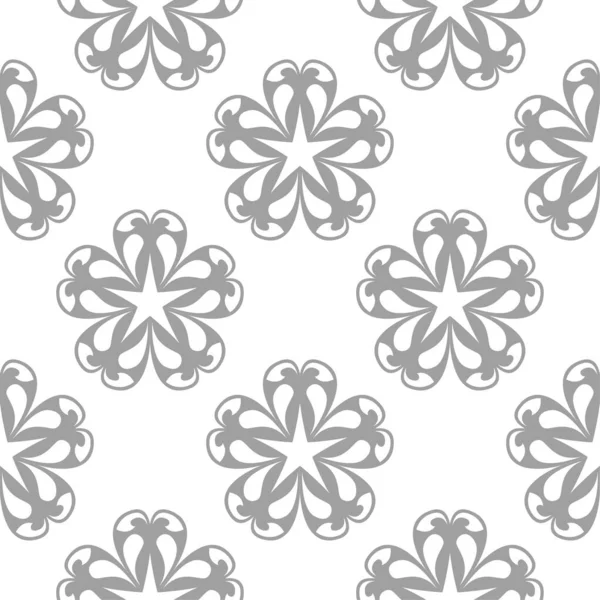 Ornement Floral Gris Clair Sur Fond Blanc Modèle Sans Couture — Image vectorielle