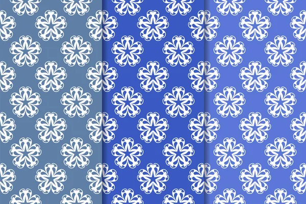 Σύνολο Των Floral Διακοσμήσεις Μπλε Κάθετη Απρόσκοπτη Μοτίβα Υπόβαθρο Ταπετσαρία — Διανυσματικό Αρχείο