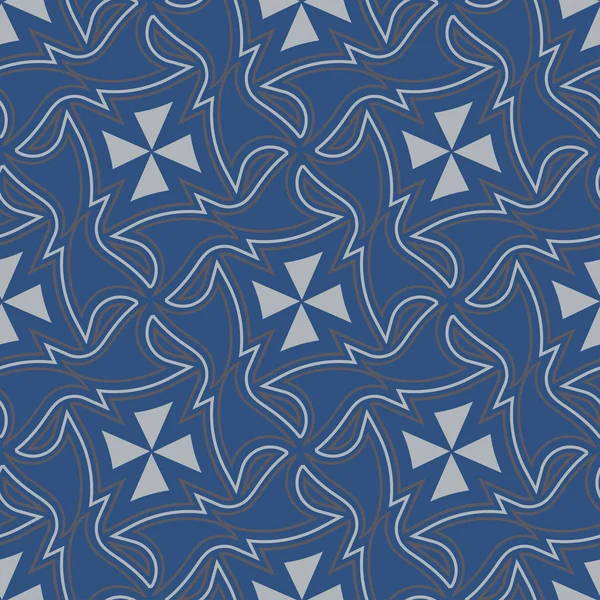 无缝的蓝色背景 以几何样式为墙纸 纺织品和织品 — 图库矢量图片