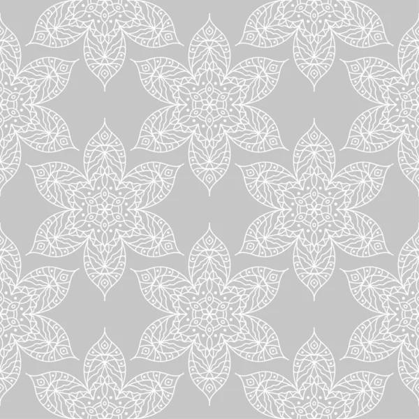 Ornement Floral Blanc Sur Fond Gris Modèle Sans Couture Pour — Image vectorielle