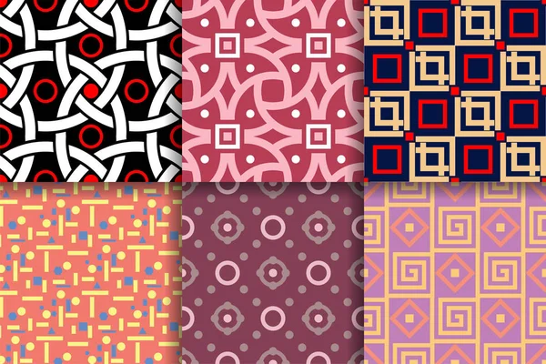 Kesintisiz geometrik desenler. Tekstil, kumaş veya duvar kağıtları için renkli arka planlar topluluğu
