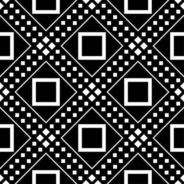 黒と白の幾何学的なプリントです Web テキスタイルや壁紙のためのシームレスなパターン — ストックベクタ