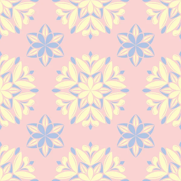 Çiçek sorunsuz arka plan. Duvar kağıtları, Tekstil ve kumaş için pembe, mavi ve sarı çiçek deseni